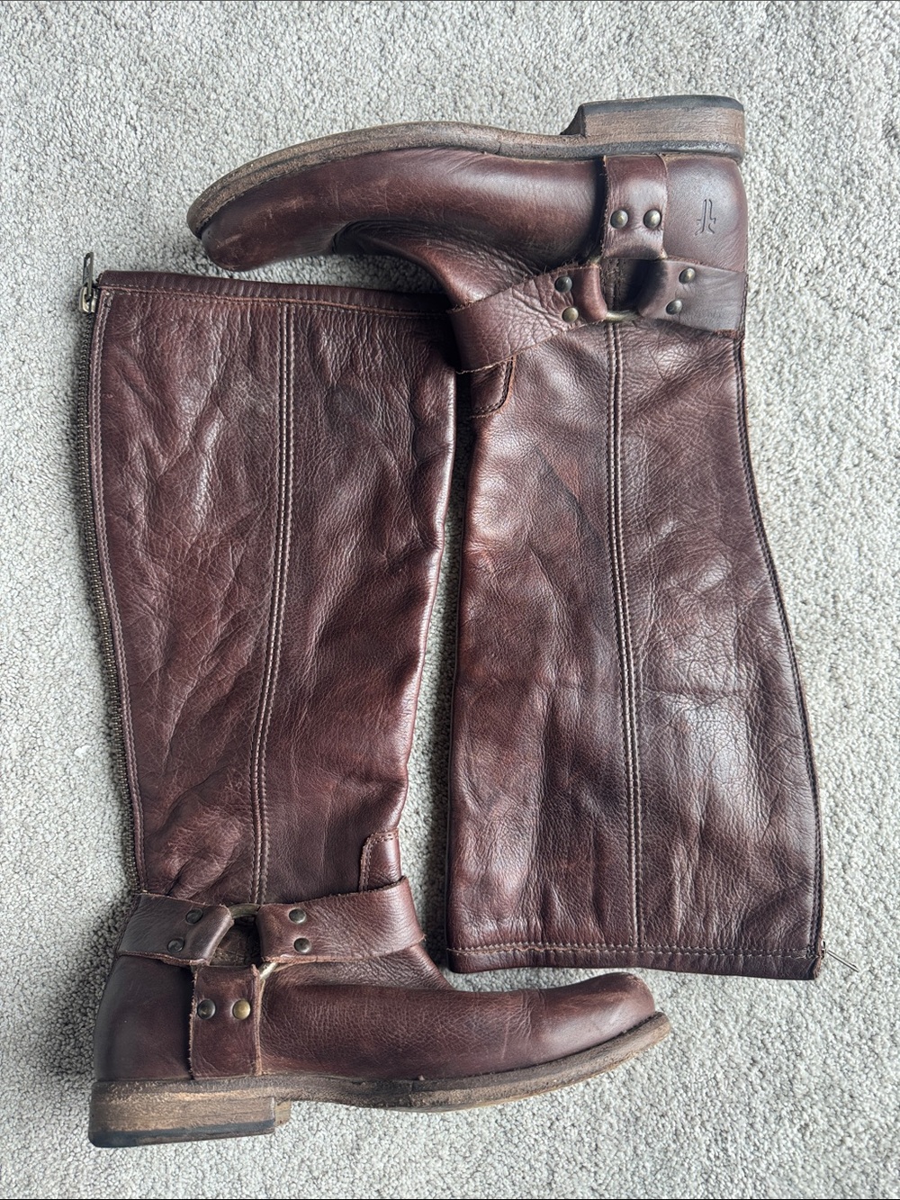 Frye Women's Brown Leather Moto Harness Boots